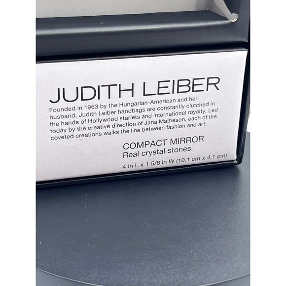 JUDITH LEIBER‎ Compact Mirror Slim Pocket Austria Crystal Green Blue Dots Silver - Picture 6 of 11
